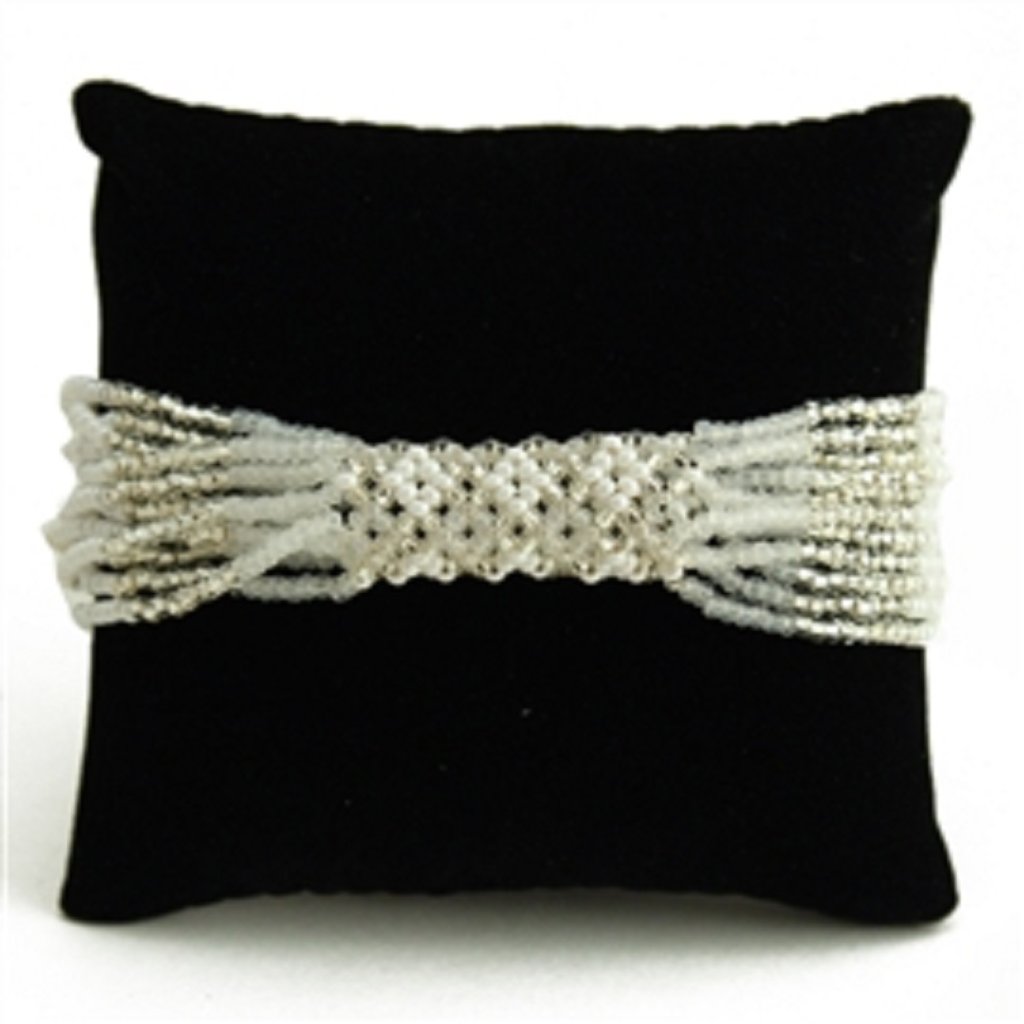 Czech Glass Bead White, Silver Zulu Bracelet